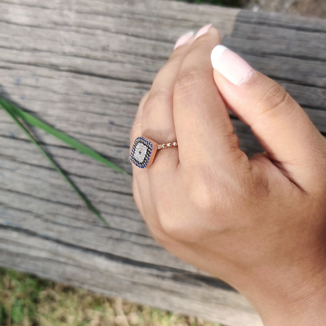Allium Evil Eye Ring (Rose Gold/Silver)