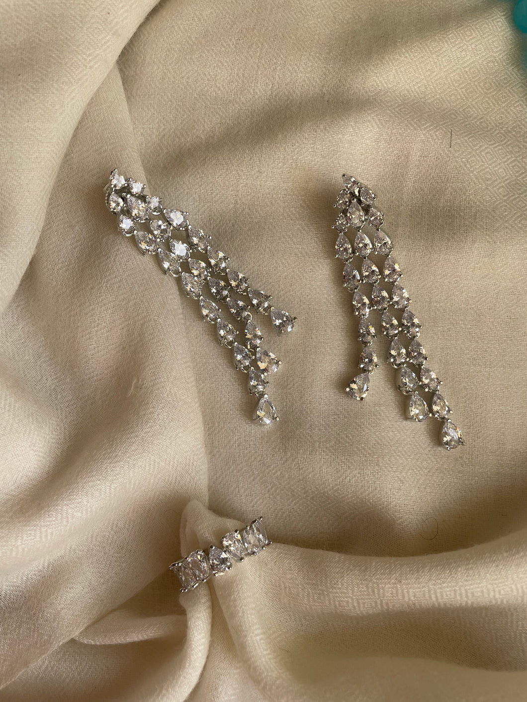 Raindrops Danglers - Dazzling White