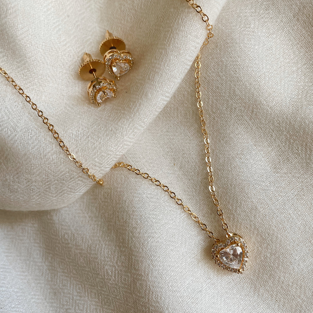 Rhea Heart Pendant Set - Gold
